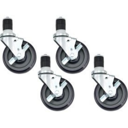 GLOBAL EQUIPMENT Caster Kit For Stainless Steel Workbenches - Set of 4 of 5" Swivel Locking Casters JL-5S